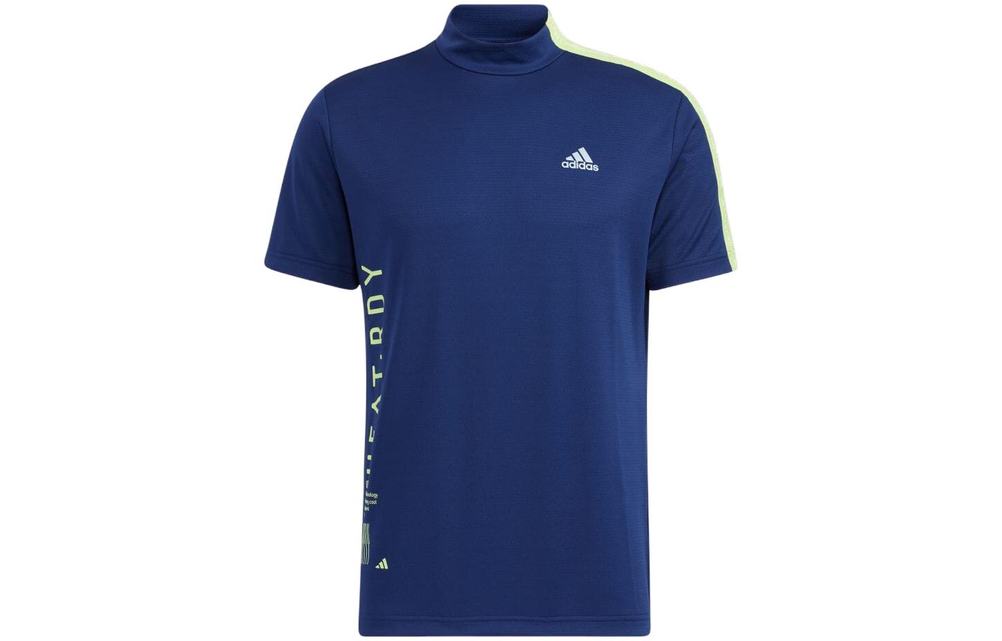 Adidas T Shirts Men s Blue Stand Collar Moderate Straight Fit HA3127 XXL