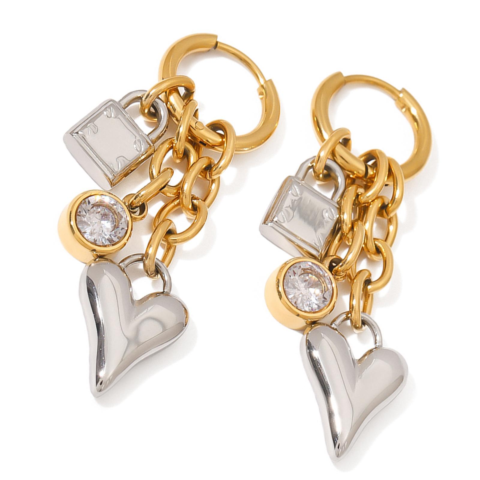 Heart Pendant Earrings Stylish Ear Jewelry Ear Accessory Stainless Steel Texture for Trendy Student and Professionals 1