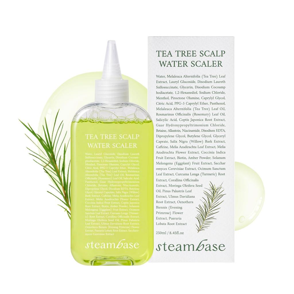 Steambase Tea Tree Scalp Water Scalper Shampoo Refill for Hairbrush Cleansing, Silicone-Free, Unisex (8.45 Fl. Oz)