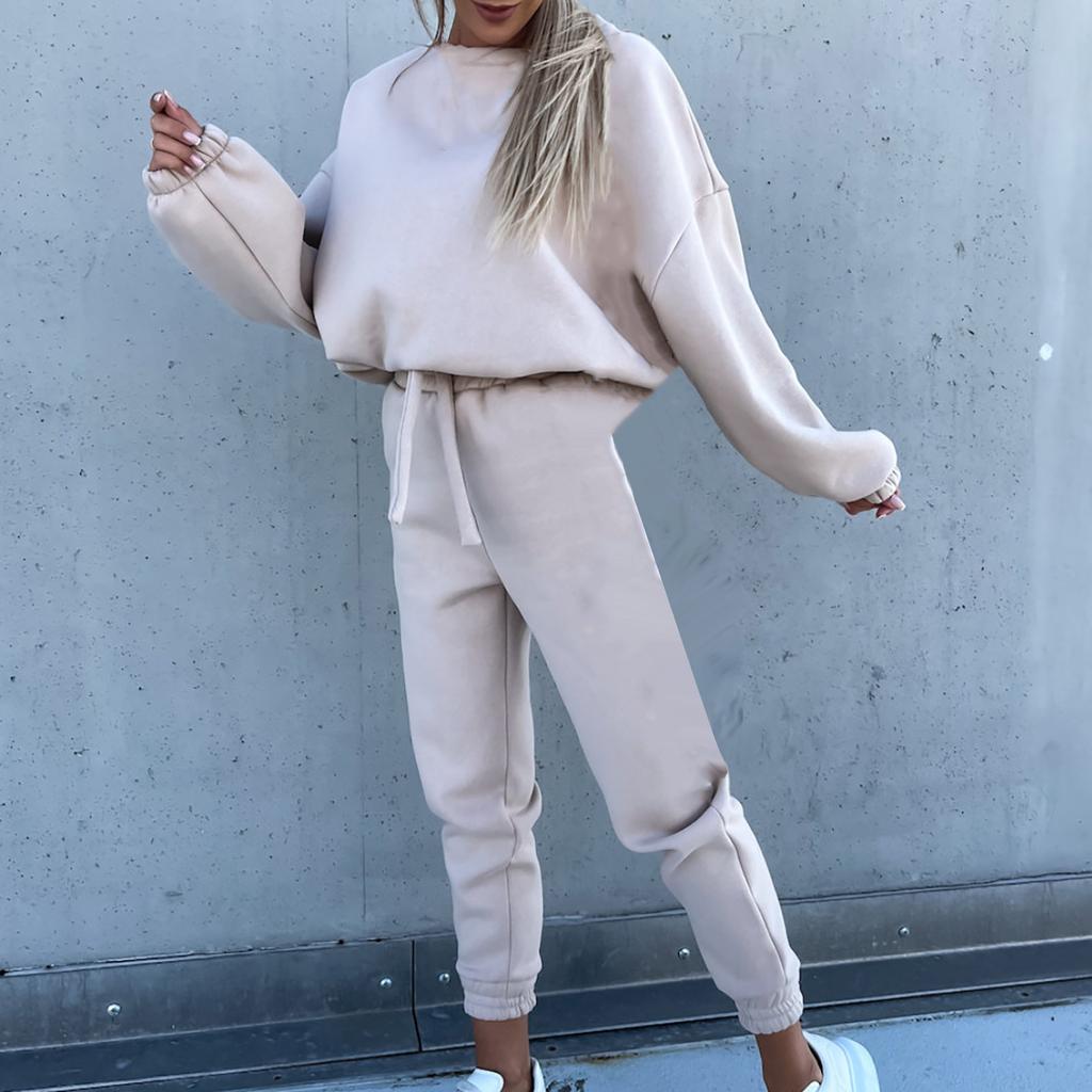 Women's Casual Sports Suit  And Winter Fashion Loose Long-Sleeved Sweater Two-Piece