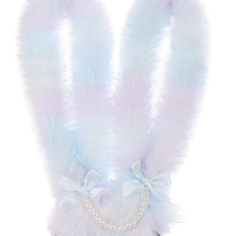 Furry Rabbits Ears Headband With Gradient Color Costume Hairbnad Fashion Hairpiece For Cosplay And Easter Parties