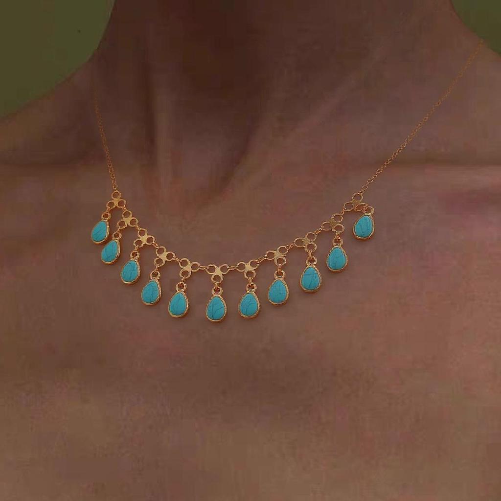 Bohemian Turquoise Demon Eye Choker Necklace with Irregular Beads for Women