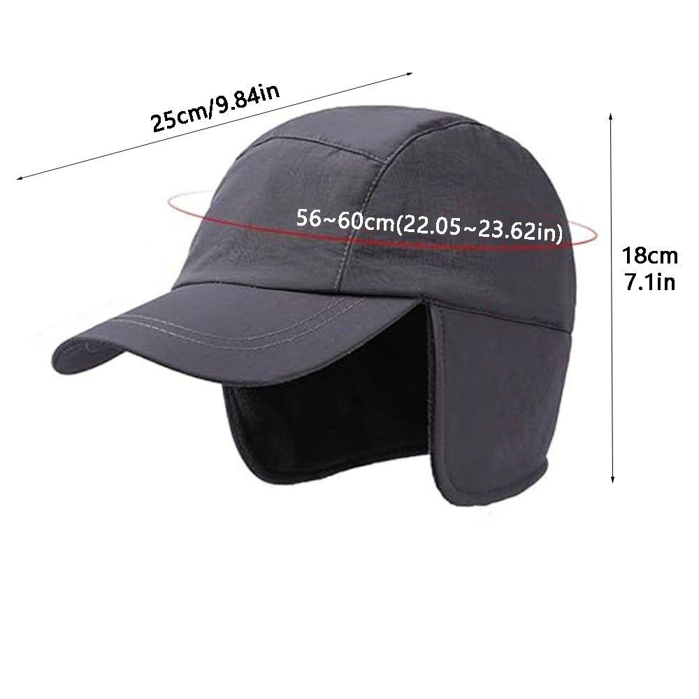 Warm Winter Baseball Cap Polar Fleece Ear Protection Earmuffs Hat for Men with Ear Flaps 56-60cm Hiking Bonnets Cold Weather