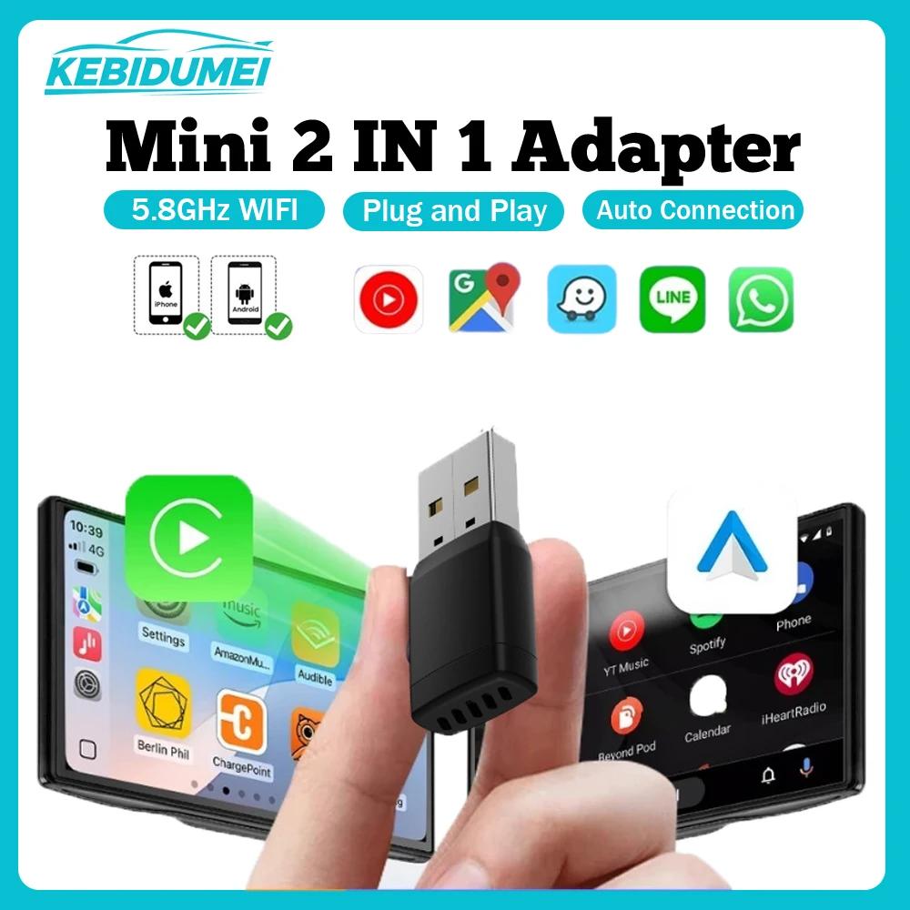 Mini Draadloze Carplay 2IN1 Auto AI Box USB/TYPE-C Wifi 5.8G Adapter Android Auto Slimme Dongle Plug & Play voor Toyota VW
