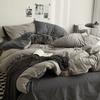 Fashion Solid Color Bed Sheet Style Duvet Cover Set Ab Double-Sided Color Matching Comfortable Sets Washed Cotton Bedding