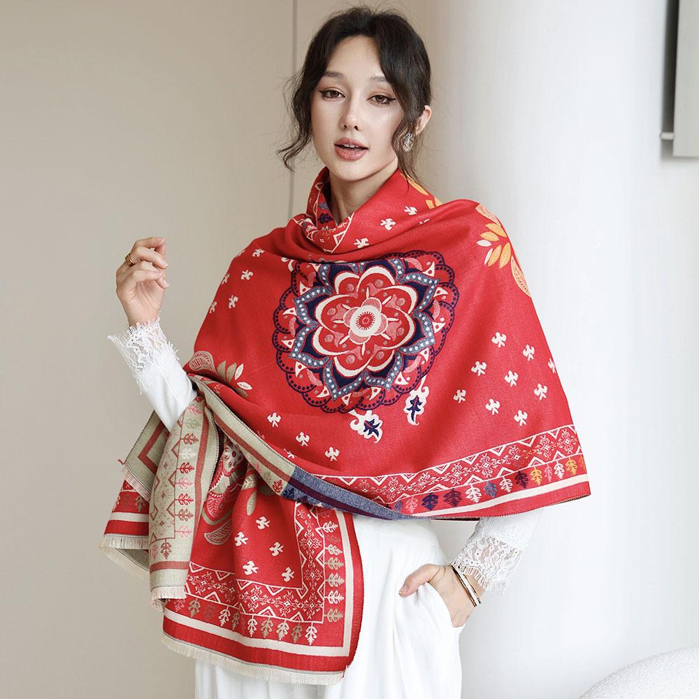 Double Sided Scarf For Women, Autumn And Winter Long Style, Suitable For Both Wearing And Wearing Cloaks, With A Thick Imitation Cashmere Shawl