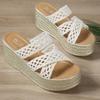 Fashion 2025 NEW Stylish Hollow Super High Heel Slides Women Cross Strap Thick Bottom Flat Sandal Female Non Slip Slippers