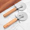 Wooden Handle Stainless Steel Pizza Cutter and Pastry Slicer