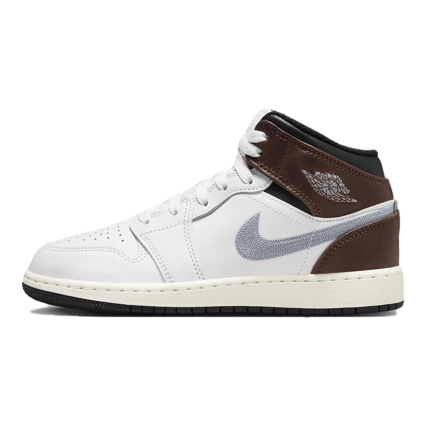 

Детские кроссовки Air Jordan 1 Mid SE GS White Blue Grey Black Sail FQ8162-142 38