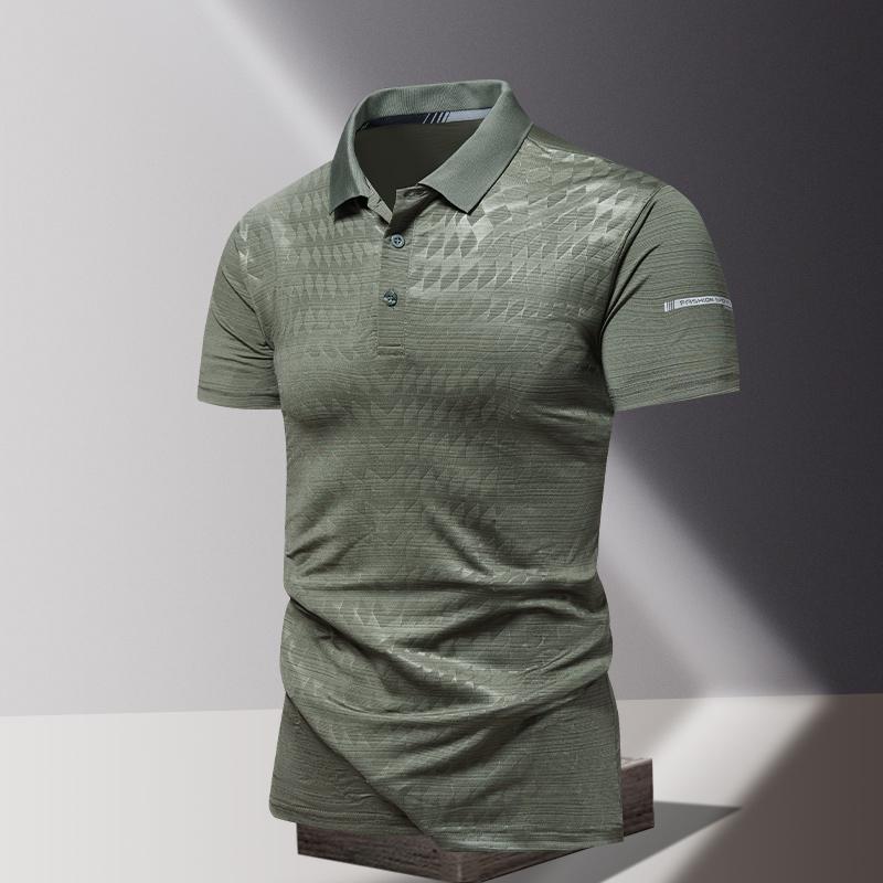 Summer Men's POLO Shirt Fashionable Ice Silk Quick Drying Short Sleeved T-shirt Solid Color Loose Casual Sports Lapel Top