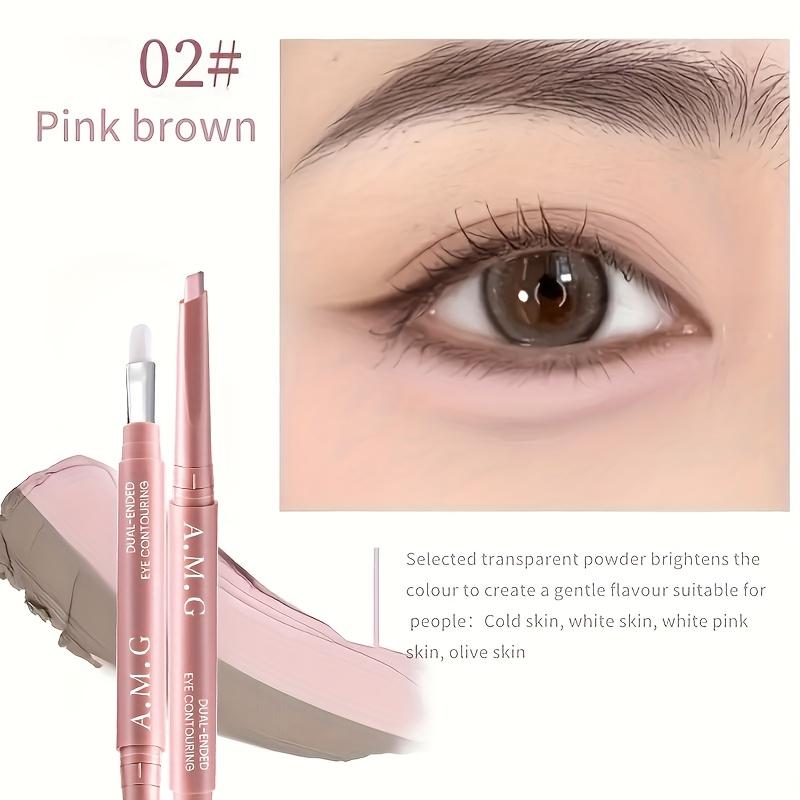 Dwustronny cień do powiek i rozświetlacz - Różowo-brązowy brokatowy płynny eyeliner dla początkujących, Gładkie narzędzie do makijażu do precyzyjnego maskowania cieni pod oczami i powiększania oczu