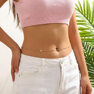Minimalist Metal Heart Belly Chains for Women Fashion Double Layer Gold Color Ball Waist Body Chain Beach Bikini Jewelry Gifts