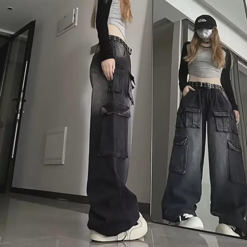 High-Street American Retro Overalls – Unisex Wide-Leg Trendy Spring/Autumn Jeans