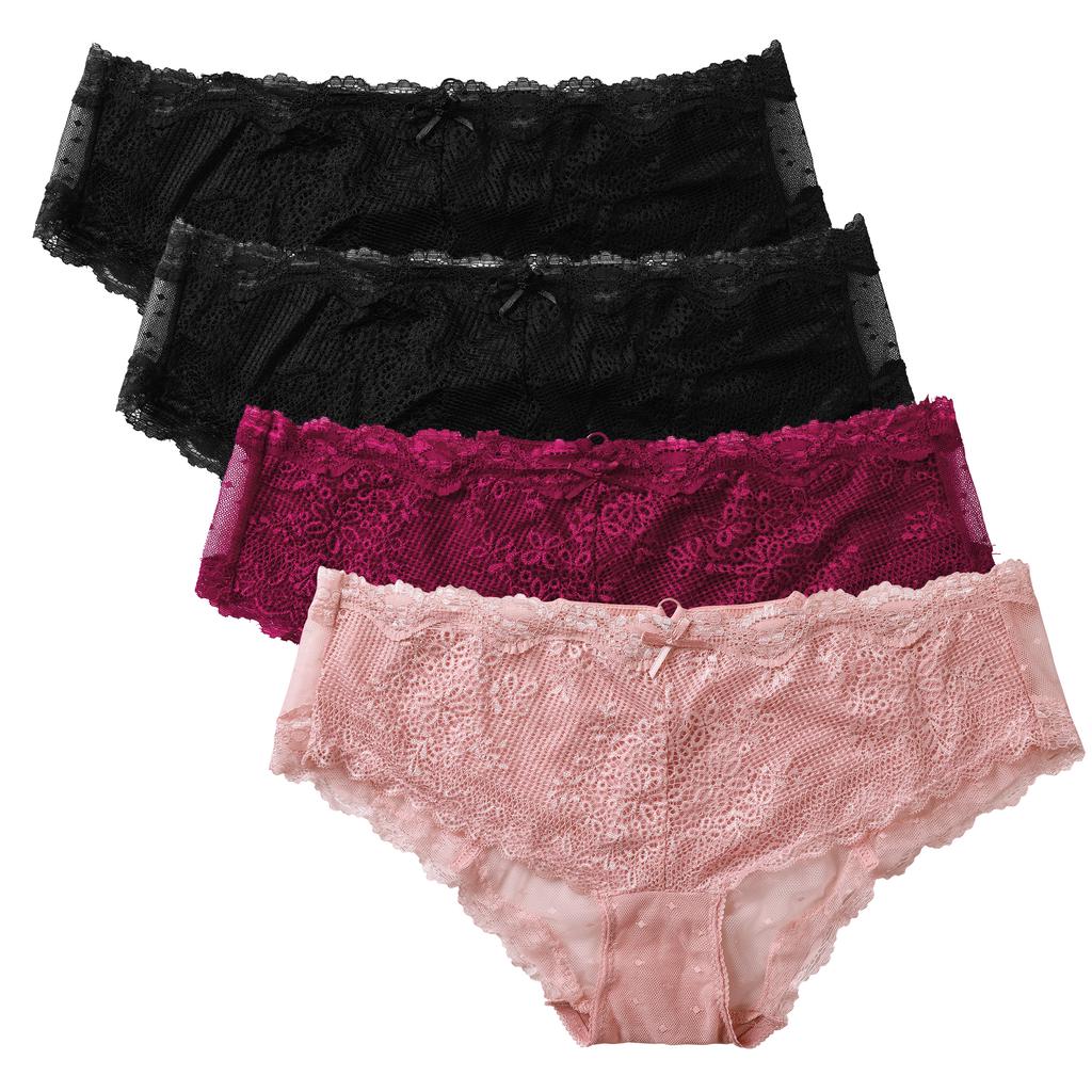 Charmleaks Dameundertøy Plus Size Blondetruser 1-del Truser Sløyfe Tanga Myk Basic Bunn