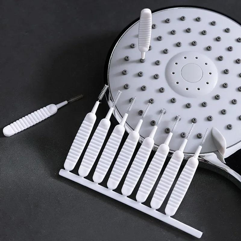 10pcs Shower Cleaning Brush, Plastic, Uncharged, Micro Nylon, Anti-blocking, for Bathroom