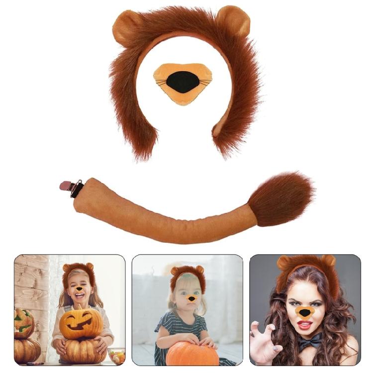 Lion Costume Animal Dress Up Costume Halloween Lion Dress Up Costume, Lion Hairband, Tail, Bowtie