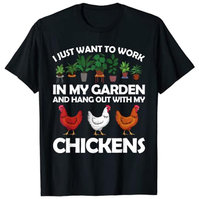 Funny Chicken for Unisex Women Gardening Chicken Lovers Garden TShirt Womens Fashion Farmer Graphic Clothing Short Sleeve Apparel