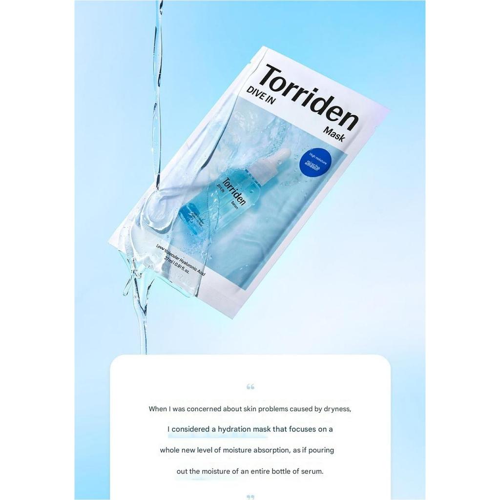 Torriden DIVE-IN Low Molecular Hyaluronic Acid Mask 27ml (5+1 Sheets Bundle) - Deep Hydration Kit
