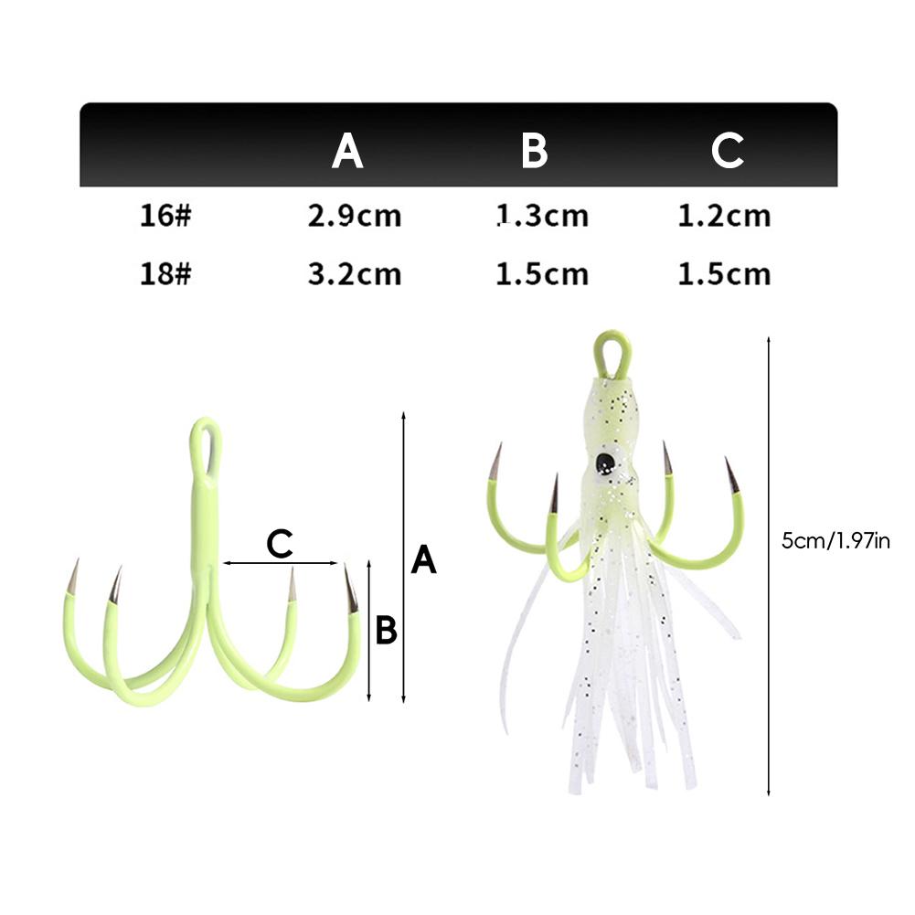 6PCS/Box Luminous Squid Quad Hook Without Barbs Sea Fishing Simulation Squid Bait Fishing Gear Accessories