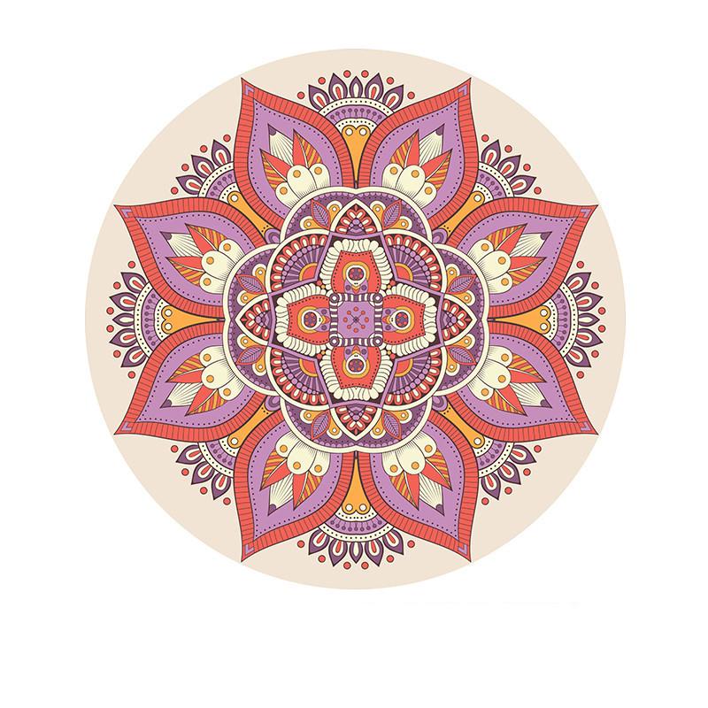Pink Theme Round Carpet Boho Ethnic Style Living Room Decor Rug Flower Geometric Design Interior Artistic Decorative Floor Mat