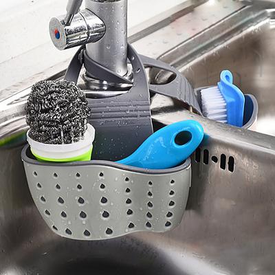 Cesto de drenagem para armazenamento doméstico, suporte para pia de cozinha, esponja de sabão ajustável, prateleira para pendurar, saco de drenagem, acessórios de cozinha