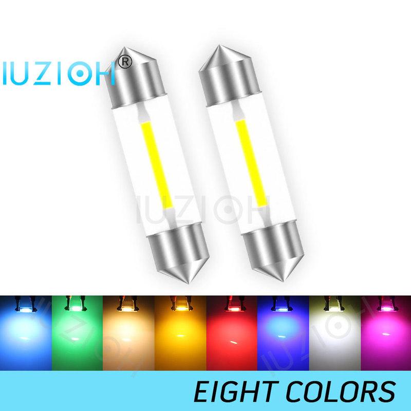 IUZIOH 6V 12V 24V Led C5W Lamp C10W 31 mm Bulb 36mm Festoon 31mm 39mm 41mm 28mm Red Blue Warm White Dome Reading Truck Car Light 2 Pieces синий