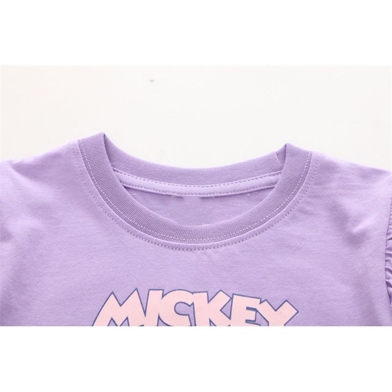 Purple Crew-Neck Baby's Casual Cartoon Half-Sleeve Clothing