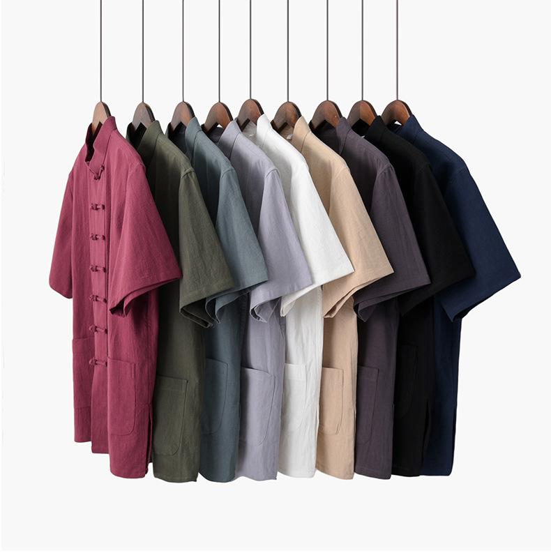 Men's Summer Cotton Linen Tai Chi Suit – Short Sleeve Tang Suit Set