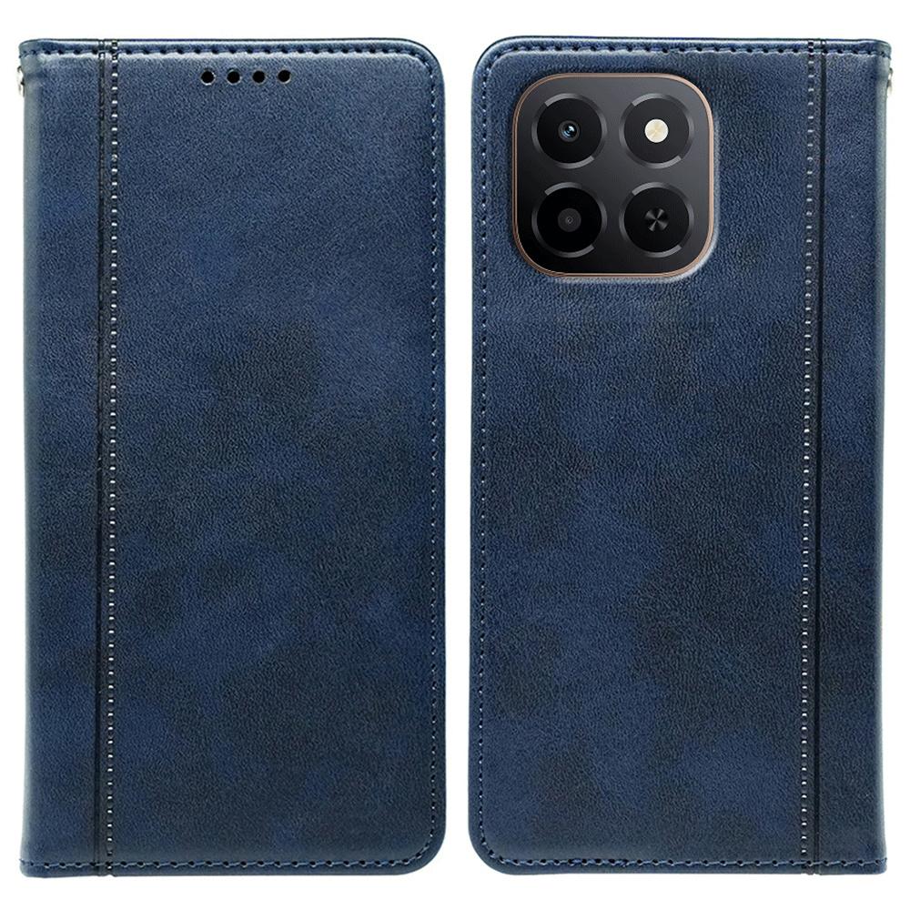 

For Honor X6c 4G Case Hidden Magnetic Closure Calf Texture Leather Phone Cover Blue
