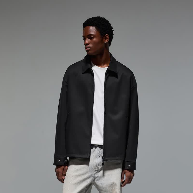 CHINISM Men s Suede-like Double Zipper Jacket L