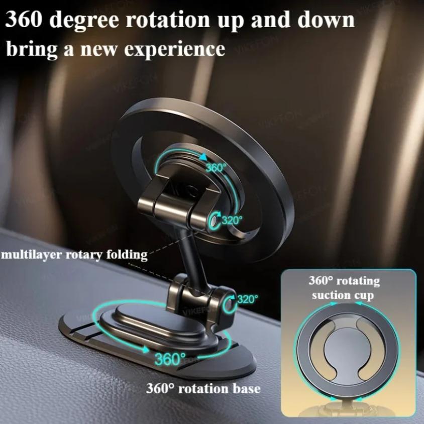 Dashboard Car Magnetic Cell Phone Holder 1040° Rotation Foldable GPS For All Magnetic Phone Magsafe iPhone 17 16 15 14 13 Stand