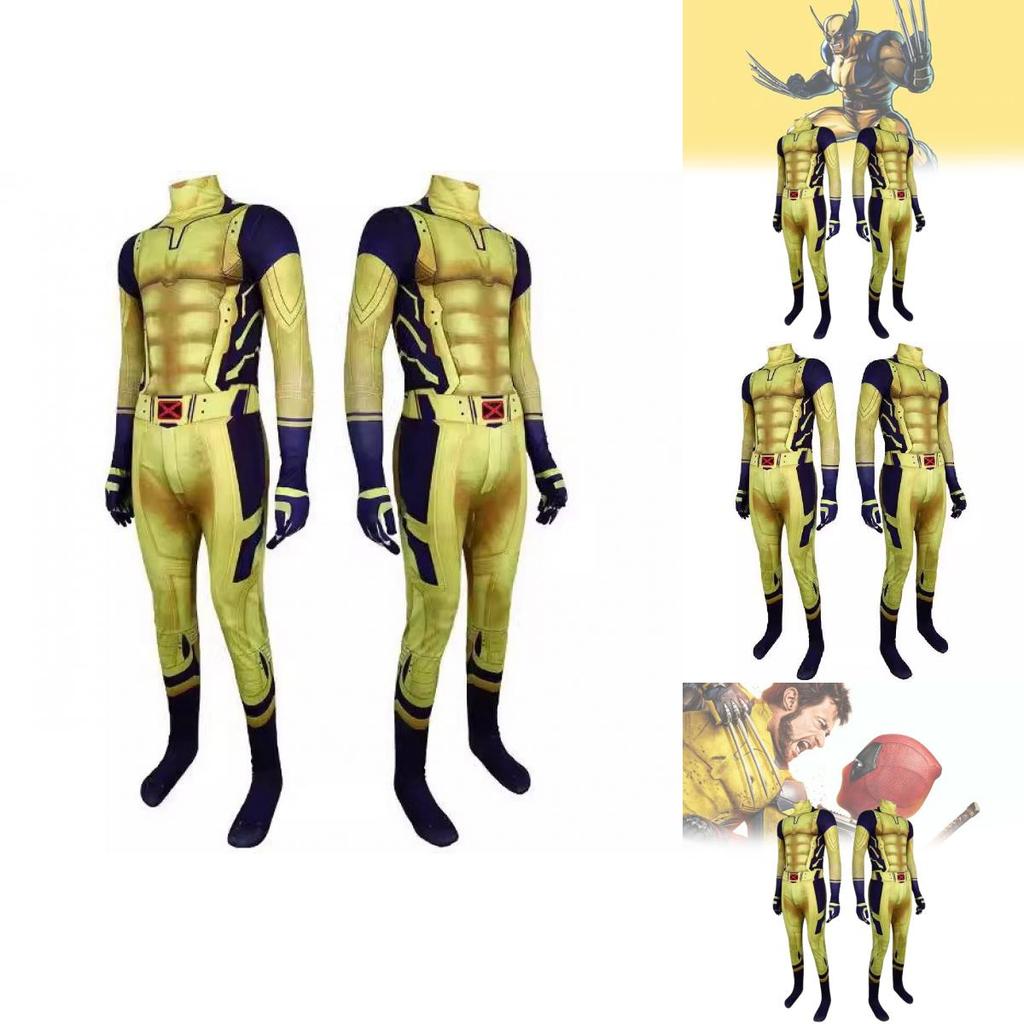 Wolverine Superhero Cosplay Bodysuit For Kids With Spandex Fabric Halloween Costume