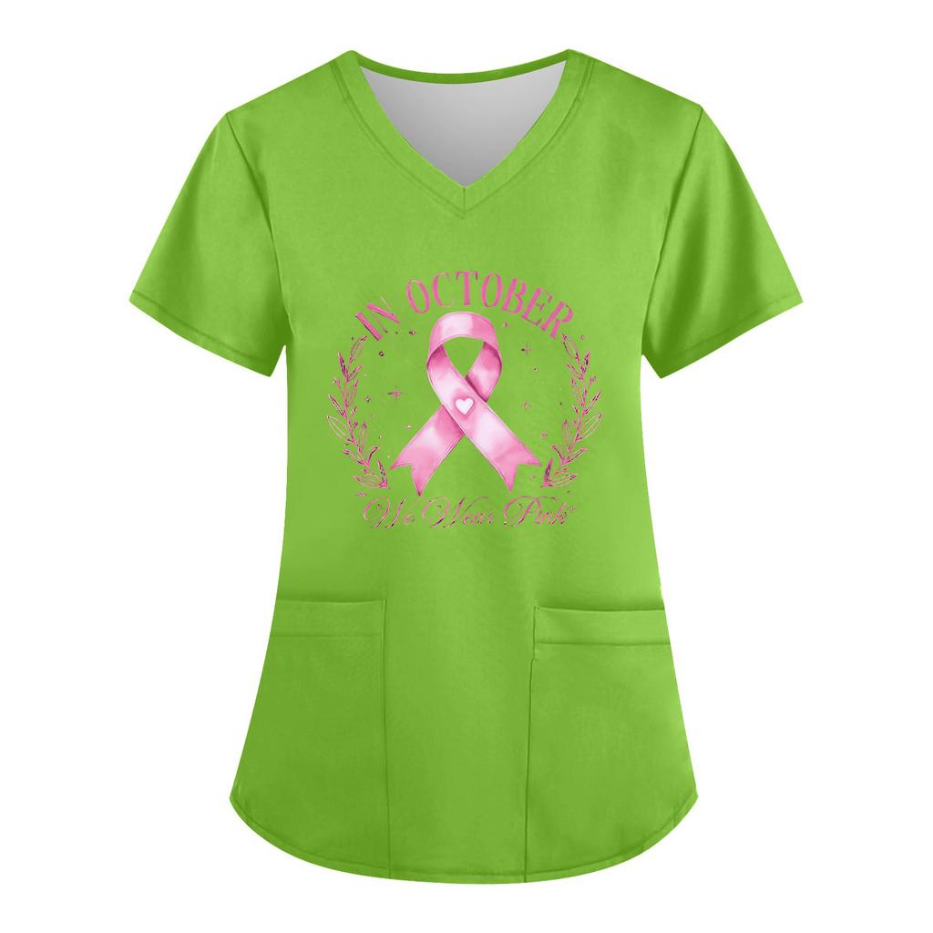 Women's V-Neck Short-Sleeve Pocketed Top With Side Slit