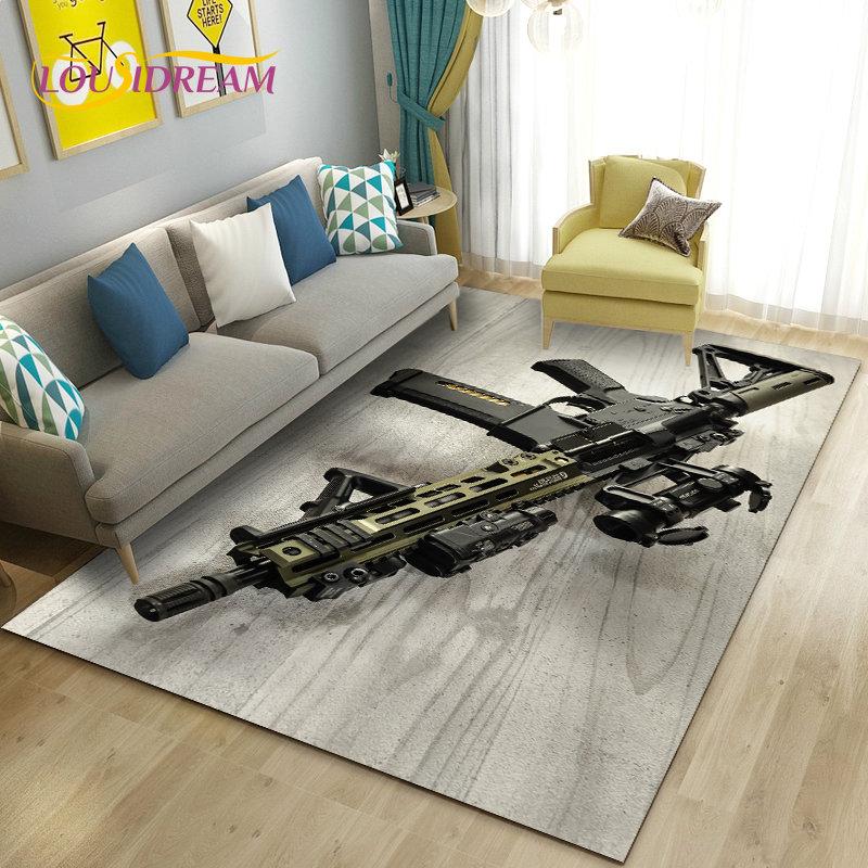 

3D-штурмова гвинтівка, пістолет, револьвер, вогнепальний килимок, килимок для вітальні, спальні, дивана, килимок для придверних дверей, нековзний килимок для дитячих ігор 70x100cm