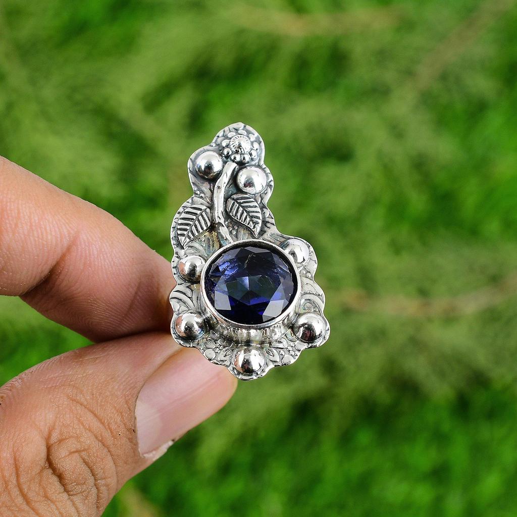 Round Tanzanite Quartz Stone Birthday Daughter New Flower Bezel Ring 925 Silver