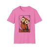 Unisex Softstyle Funny Owl T-Shirt, Cartoon Bird Graphic Tee, Wide Eyes Animal