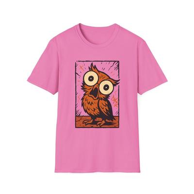Unisex Softstyle Lustiges Eulen T-Shirt, Cartoon Vogel Grafik T-Shirt, Tier mit weiten Augen