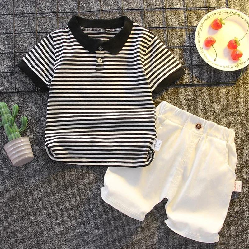 Summer striped short-sleeved outfit for boys 80