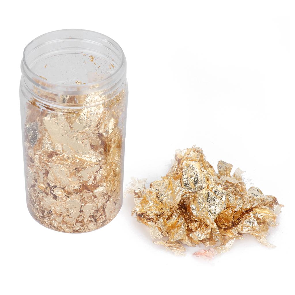 Metallic Foil Flakes Aluminium Foil Flakes for Epoxy Crafts Resin Jewelry Making (Golden)
