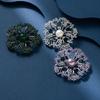 Elegant Green Agate Dandelion Brooch with Pearl Accent