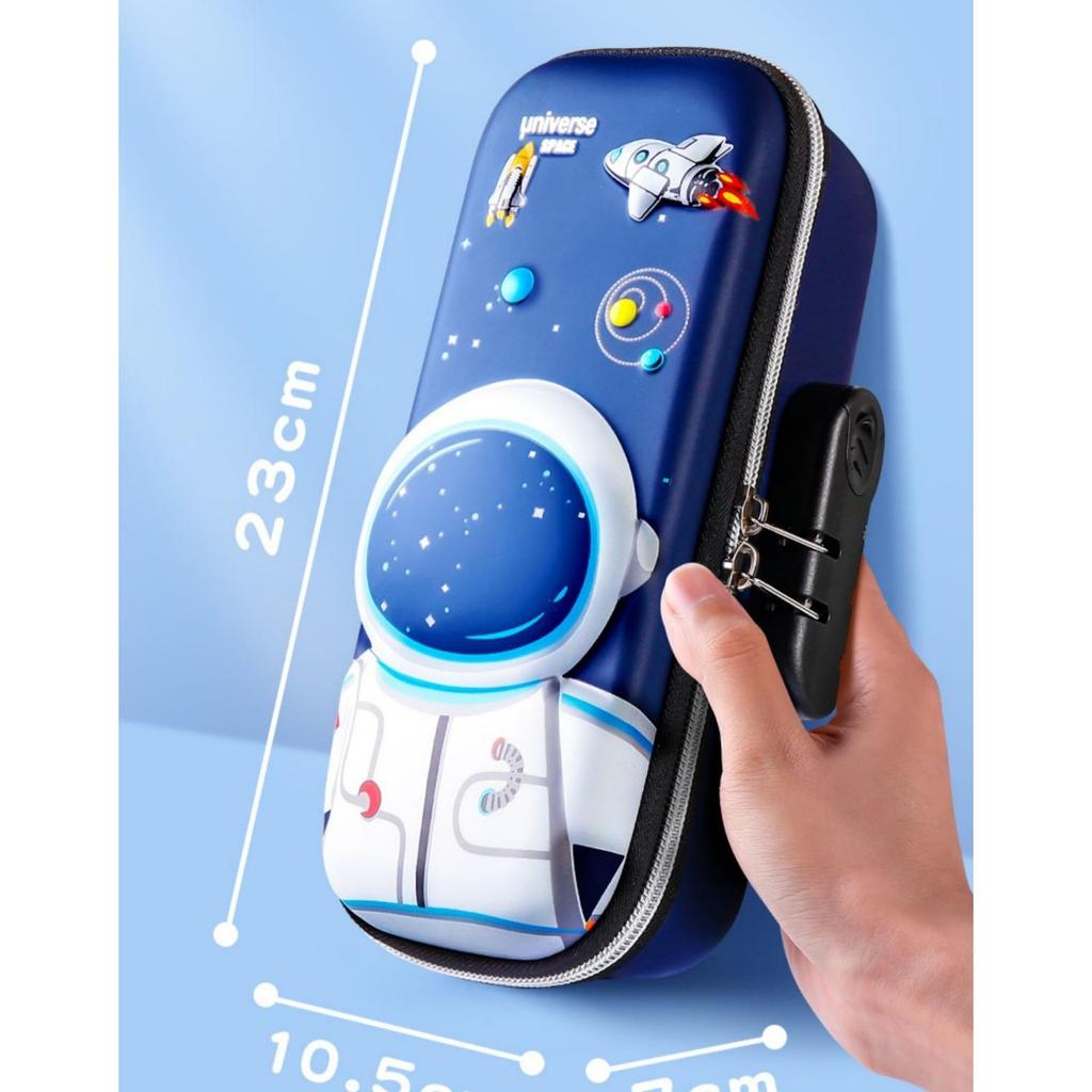 Large Capacity Children's Password Lock Stationery Box, Primary School Pencil Box, Cartoon 3D Three-dimensional Stationery Box, Christmas Gift