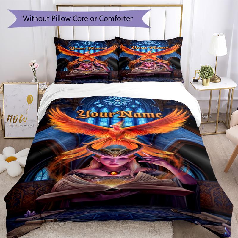 Illustrazioni Gotica Personalizza il tuo nome Set Biancheria da Letto Copripiumino Traspirante con Federe Decorazione per la Casa Regalo di Compleanno