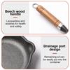 4/6/7.8 Inch Cast Iron Skillet Non Stick Frying Pan with Wood Handle Fry Pan with Double Drip-Spouts for Indoor & Outdoor Use