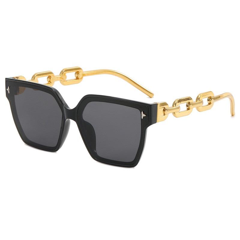 Square Sunglasses New New Arrival Chain Tide Big Frame Women's Sunglasses Ins Internet-Famous Sunglasses Personalized Glasses