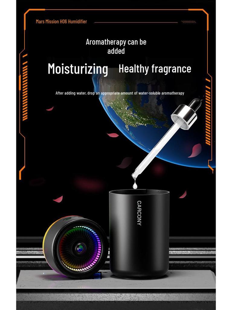 Mini USB Humidifier with Seven-Color Light & Silent Mist for Desktop and Car