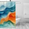 1pc Shower Curtain - Blue Teal to Orange Gradient Waves, 71x71 Inch, Polyester, 12 Hooks, Modern Bathroom Decor