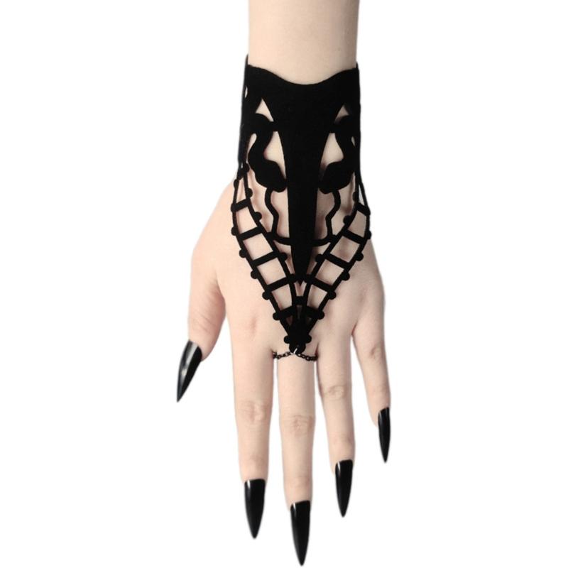 Vintage Snake Web Hand Chain Rings Bracelets Finger Rings Bracelets Goth Style Punk Hand Chain Jewelry for Women Girls