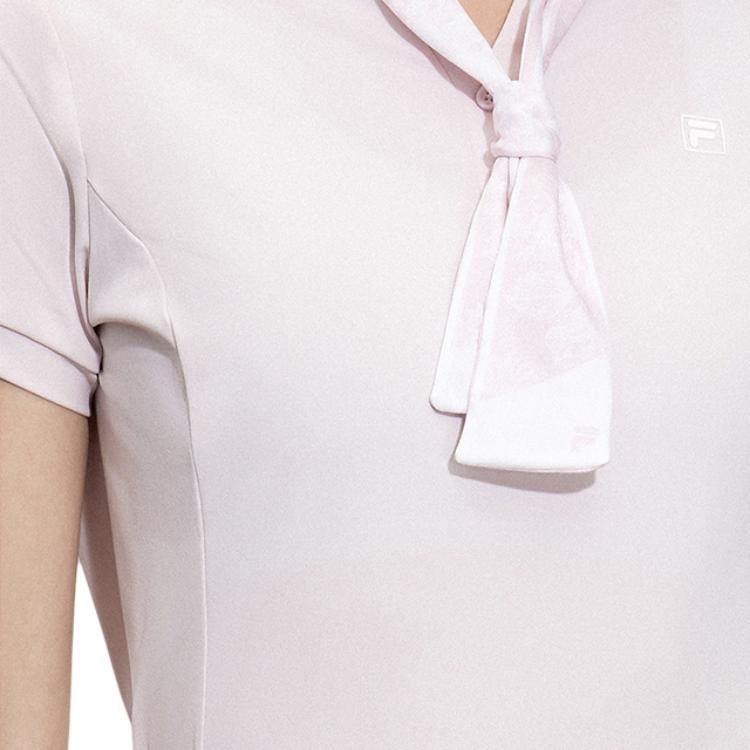Fila Golf Knitted Short Sleeve Polo Shirt Women Tops Pink A11W325125F-LP