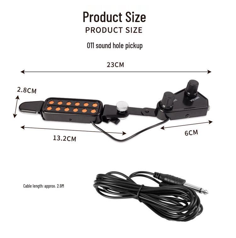 Magnetic Wooden Guitar Soundhole Pickup with 3m Cable, No-Drill Plug-In
