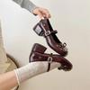 Cute Butterfly-knot Mary Jane Shoes for Women Elegant Dress Thick Heel Ladies Footwear Casual Street Style Shoes